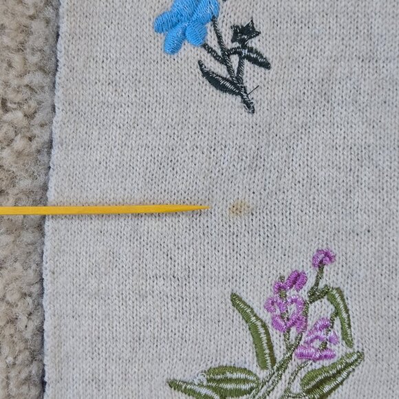 Skull Cashmere Embroidered Wool/Cashmere Scarf Skulls and Flowers - Picture 6 of 16